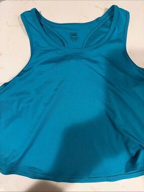Athleta Girl Open Back Cutout Tank Top Teal Turquoise Blue Size M 8-10